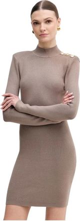 Guess Alyssia Jurk - Dames - Kleedjes - Beige - S - Leer - Kleedjes