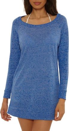 BECCA by Rebecca Virtue Beach Date Long Sleeve Cover-Up Tunic in Lapis at Nordstrom, Size Medium