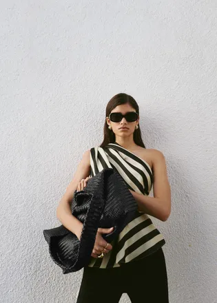 Mango Borsa tipo sacco intrecciata nero - Donna - Taglia unica - MANGO