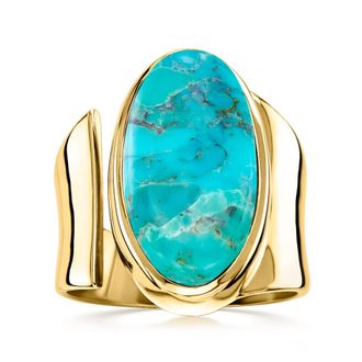 Ross-Simons Turquoise Wrap Ring in 18kt Gold Over Sterling