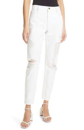 Frame Denim Le Garcon Jeans In Rumpled Blanc Rips