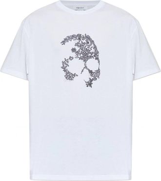 Alexander McQueen LACE SKULL PRINT T SHIRT Size: XL, colour: WHITE