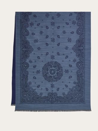 Ferragamo Uomo Stola stampa Arabesque Blu