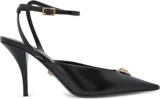 Versace La Medusa leren slingback pumps 85 mm - Dames - Pumps - Zwart - 39 EU - Leer - Schoenen