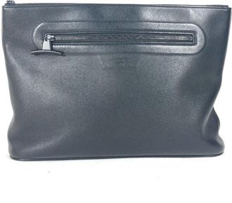 Louis Vuitton Black Leather Clutch Bag Pochette Pouch (Pre-Owned)