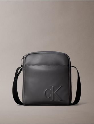 Calvin Klein Mens Embossed Monogram Reporter Bag - Grey