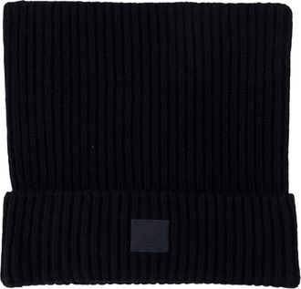 Acne Studios Square Face Logo Beanie - unisex - Hoeden - Zwart - ONE Size - Wol - Accessoires