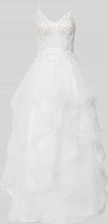 Luxuar Luxuar Brautkleid mit Details mit volumin&ouml;sen Rockvolants in Offwhite, Gr&ouml;&szlig;e 40
