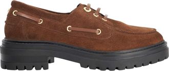 Dune London Dames-bootschoenen van Venetiaans leer met vetersluiting (Bruin)