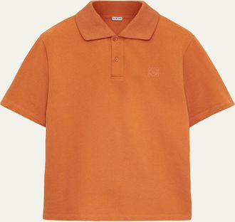 Loewe Mens Tonal Anagram Pique Polo Shirt
