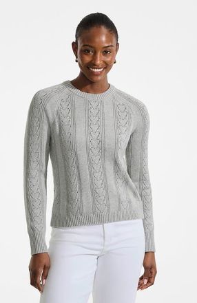 Lands End Drifter Jacquard Raglan Crew Neck Sweater in Gray Heather at Nordstrom, Size X-Large P