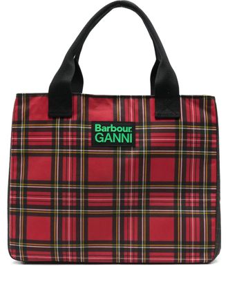 Barbour tartan logo-detail tote bag - Red