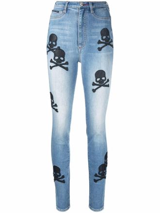 Philipp Plein Jeans skinny con applicazione - Blu