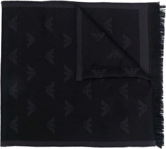Emporio Armani Allover Logo Wool Scarf
