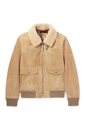 Tom Ford Shearling-Trimmed Suede Bomber Jacket
