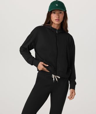 Vuori Clothing Halo Modern Full Zip Hoodie | True Black | XS, Size Extra Small