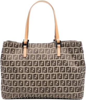 Fendi Pre-owned Canvas Tote Bag - Dames - Vintage Shopper - Bruin - ONE Size - Vintage