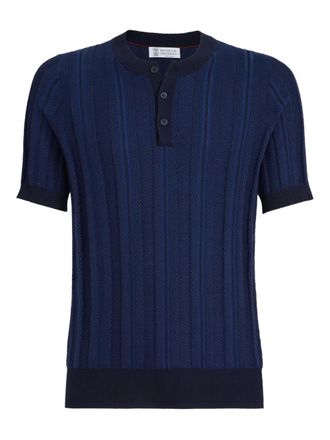 Brunello Cucinelli Polo con trama jacquard - Blu