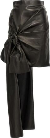 Alexander McQueen Maxi Strik Lederen Rok - Dames - Leren & Su&egrave;de rokken - Zwart - S - Leer - Rokken