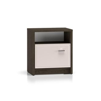 Petits Meubles Mesita de noche 1 puerta estratificado 50cm marr&oacute;n oscura