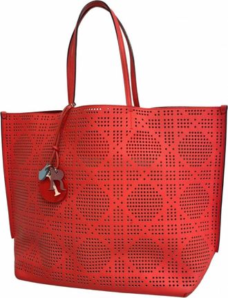 Dior Red Color Leather Tote Bag (Pre-Owned)