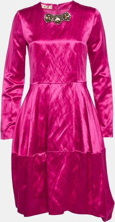 Marni Pink Satin Flared Mini Dress