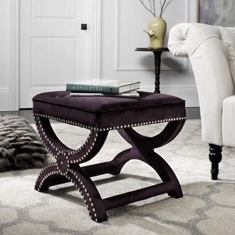 Safavieh Mystic Ottoman - Silver Nail Heads