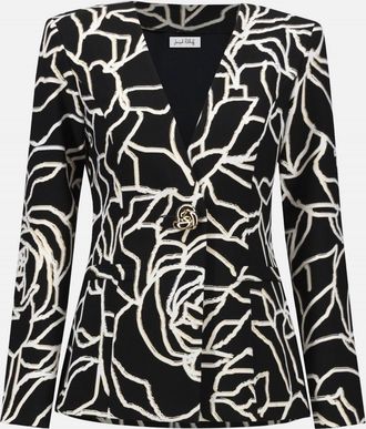 Joseph Ribkoff Womens Signature Foiled Floral Blazer In Black