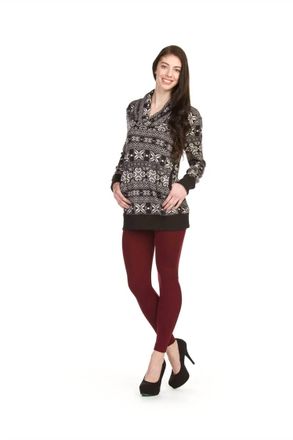 Papillon Fair Isle Print Cowl Neck Sweater Tunic In Black