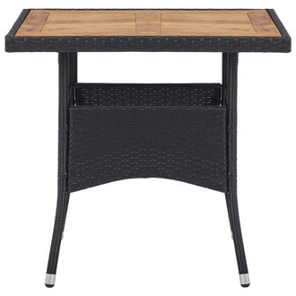 Berkfield Home Outdoor Dining Table Black Poly Rattan & Solid Acacia Wood