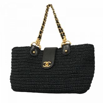Chanel Black Raffia Tote Bag (Pre-Owned)