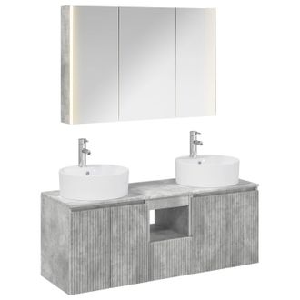 vidaXL Juego De Muebles De Ba&ntilde;o 4 Uds. Gris Hormig&oacute;n Vidaxl