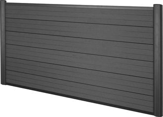 Hhg Wpc Pantalla De Privacidad Sarthe, Valla Cortavientos, Postes De Aluminio, Elemento De Base Baja, 1.90m Antracita