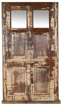 Biscottini International Puerta De Madera Maciza Y Hierro Para Interior O Exterior, Antigua Y Medieval, Con Marco Y Cristal