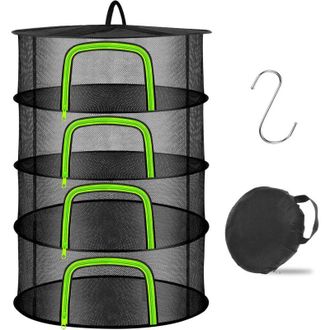 OEM Red De Secado Colgante De 4 Capas Para Hierbas, Carne, Plantas, Verduras Y Frutas Cesta De Secado Con Cremalleras Secador De Hierbas Y Hojas -crezuo