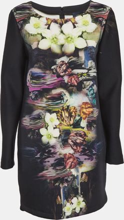 Roberto Cavalli Cavalli Class Black Printed Neoprene Shift Dress