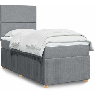 vidaXL Cama Box Spring Con Colch&oacute;n Tela Gris Claro 90x200 Cm