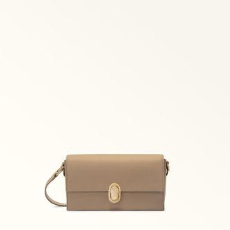 Furla Eclisse Borsa A Tracolla S Taupe Marrone Pelle Di Vitello Sidney Donna