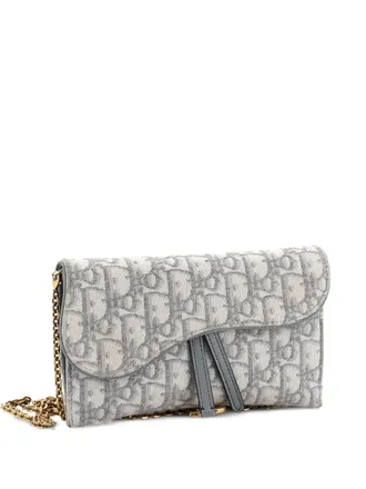 Dior Saddle Chain Wallet Oblique Canvas crossbody bag - Grigio