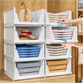 OEM Organizador De Armario - Juego De 2 Organizadores De Armario Plegables, Cajas De Almacenamiento Apilables, Cesta Organizadora De Cajones De Pl&aacute;stico P
