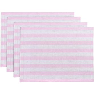 Solino Home Linen Placemats - Sorrento Stripe, 14 x 19 in Pink And White at Nordstrom, Size Medium