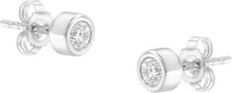 House of Brilliance 10K Gold 1/4 Ct Diamond Bezel Stud Earrings in White at Nordstrom