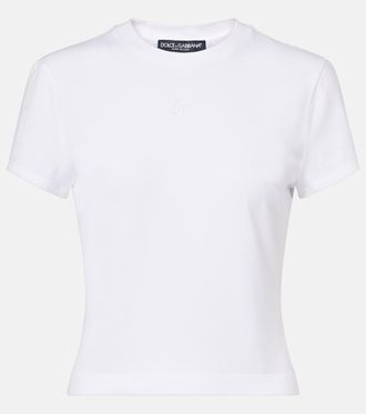 Dolce & Gabbana Embroidered cotton-blend jersey T-shirt