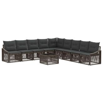vidaXL Conjunto De Sof&aacute;s De Jard&iacute;n 10 Pcs Gris Rat&aacute;n Sint&eacute;tico Vidaxl