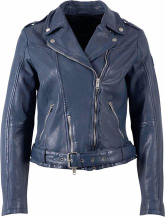 Mauritius Womens Wild 2 Regular Fit Leather Jacket In Navy
