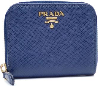 Prada Blue Leather Coin Purse/Coin Case (Pre-Owned)