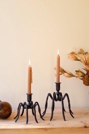 Kalalou Set Of Two Spider Taper Candle Holders