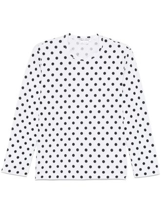 Comme Des Garçons polka dot-print T-shirt - women - Cotton - S - White