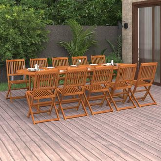 vidaXL Set Comedor De Jard&iacute;n 11piezas Madera Maciza Acacia 280x90x75cm Vidaxl