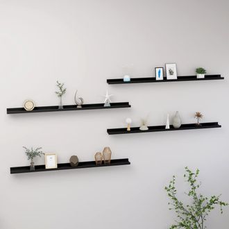 vidaXL Estantes De Pared 4 Unidades Negro 115x9x3 Cm Vidaxl